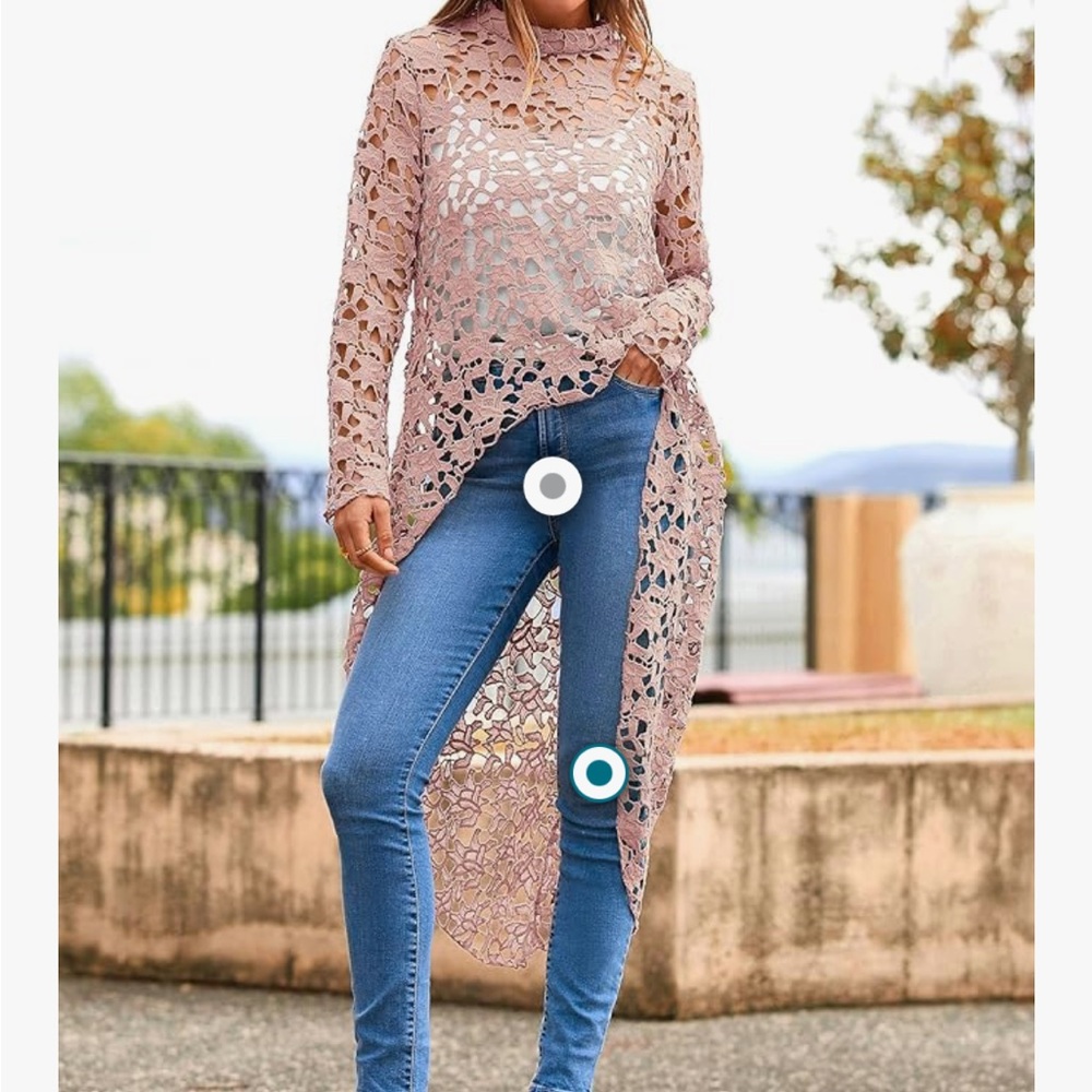 PRETTYGARDEN Women's Elegant Lace High Low Hem Blouse